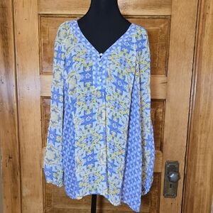 Zac & Rachel Blue Long Sleeve Boxy Blouse
